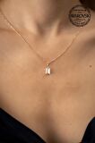 Swarovski Taşlı Baget Model Rose Kaplama Gümüş Crystal Kolye