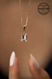 Swarovski Taşlı Baget Model Rose Kaplama Gümüş Crystal Kolye