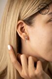 Swarovski Taşlı Çubuk ve Tektaş Model Rose Kaplama Gümüş Crystal Küpe