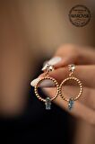 Swarovski Taşlı Halka ve Çubuk Model Rose Kaplama Gümüş Crystal Küpe