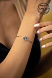 Swarovski Taşlı Yonca Model Gümüş Crystal Bilezik