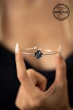 Swarovski Taşlı Yonca Model Gümüş Crystal Bilezik