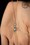 Swarovski Taşlı Mekik Model Rose Kaplama Gümüş Crystal Kolye