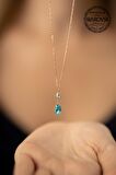 Swarovski Taşlı Mekik Model Rose Kaplama Gümüş Crystal Kolye