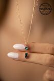 Swarovski Taşlı Çubuk ve Tektaş Model Rose Kaplama Gümüş Crystal Kolye