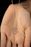 Swarovski Taşlı Çubuk ve Tektaş Model Rose Kaplama Gümüş Crystal Kolye