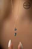 Swarovski Taşlı Çubuk ve Tektaş Model Rose Kaplama Gümüş Crystal Kolye