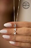 Swarovski Taşlı Üç Taş Model Gümüş Crystal Kolye