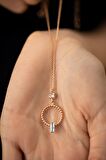 Swarovski Taşlı Halka ve Çubuk Model Rose Kaplama Gümüş Crystal Kolye