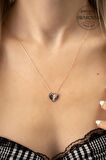 Swarovski Taşlı Kalp Model Rose Kaplama Gümüş Zirconia Kolye