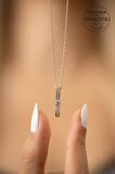 Swarovski Taşlı Çubuk Model Rose Kaplama Gümüş Zirconia Kolye