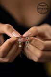 Swarovski Taşlı Üç Taş Model Rose Kaplama Gümüş Crystal Küpe