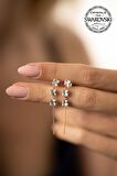 Swarovski Taşlı Üç Taş Model Rose Kaplama Gümüş Crystal Küpe
