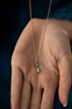 Swarovski Taşlı Çubuk ve Tektaş Model Rose Kaplama Gümüş Crystal Kolye