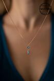 Swarovski Taşlı Çubuk ve Tektaş Model Rose Kaplama Gümüş Crystal Kolye