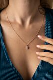 Swarovski Taşlı Çubuk Model Rose Kaplama Gümüş Crystal Kolye