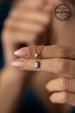 Swarovski Taşlı Çubuk Model Rose Kaplama Gümüş Crystal Kolye