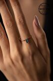 Swarovski Taşlı Çubuk Model Rose Kaplama Gümüş Crystal Yüzük