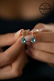 Swarovski Taşlı Damla Model Rose Kaplama Gümüş Crystal Küpe