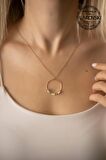 Swarovski Taşlı Baget ve Halka Model Rose Kaplama Gümüş Crystal Kolye