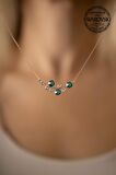 Swarovski Taşlı Yaprak Model Rose Kaplama Gümüş Crystal Kolye