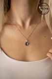 Swarovski Taşlı İki Taşlı Model Rose Kaplama Gümüş Crystal Kolye