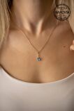 Swarovski Taşlı Damla Model Rose Kaplama Gümüş Crystal Kolye
