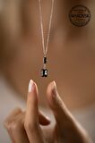 Swarovski Taşlı Çubuk ve Baget Model Gümüş Crystal Kolye