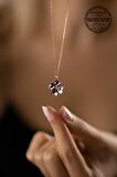 Swarovski Taşlı Yonca Model Rose Kaplama Gümüş Crystal Kolye