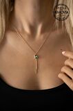 Swarovski Taşlı Baget ve Sallantılı Model Rose Kaplama Gümüş Crystal Kolye