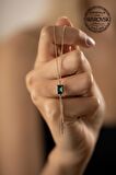 Swarovski Taşlı Baget ve Sallantılı Model Rose Kaplama Gümüş Crystal Kolye