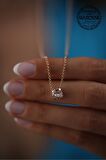 Swarovski Taşlı Tektaş Model Rose Kaplama Gümüş Crystal Kolye