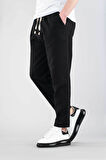 Erkek Jogger Keten Pantolon Beli Lastikli İpli Pamuklu Rahat Boyfriend Pantolon