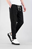 Erkek Jogger Keten Pantolon Beli Lastikli İpli Pamuklu Rahat Boyfriend Pantolon