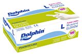 Dolphin Tek Kullanımlık Lateks Beyaz Pudralı Large ( L ) Muayne Eldiveni - 5 Adet 100'lü Paket