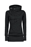 Günlük Asimetrik Kesim Cepli Uzun Kadın Sweatshirt