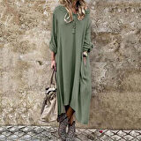 Keten Günlük Salaş Yazlık Cepli Kadın Elbise