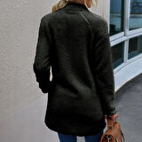 Peluş Uzun Kollu Kışlık Kadın Fermuarlı Astarlı Tüylü Ceket