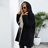 Peluş Çift Taraflı Kışlık Kadın Tüylü Ceket