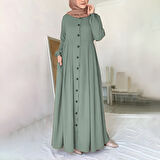 Keten Günlük Yazlık Tam Boy Tesettür Kadın Elbise