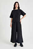 Keten Günlük Rahat Beli Lastikli Kadın İkili Takım Alt Üst