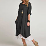 Keten Yazlık Günlük Tasarım Kadın Elbise