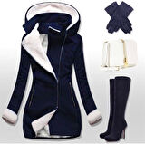 Kışlık Günlük Şık Kaşe Kadın Kaban