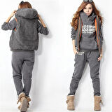 Günlük Kışlık Rahat Üçlü Kadın Eşofman Takımı