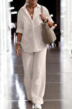 Yazlık Gömlek Pantolon Rahat Keten Takım