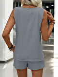 Yazlık Şortlu Kolsuz İkili Keten Takım