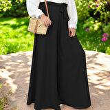 Yazlık Kemerli Kadın Keten Pantolon Şalvar