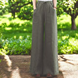 Yazlık Beli Lastikli Tarz Keten Pantolon