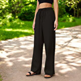 Günlük Beli Bağzıklı Keten Pantolon