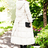 Kışlık Tam Boy Kürklü Kapüşonlu Şık Kadın Şişme Mont